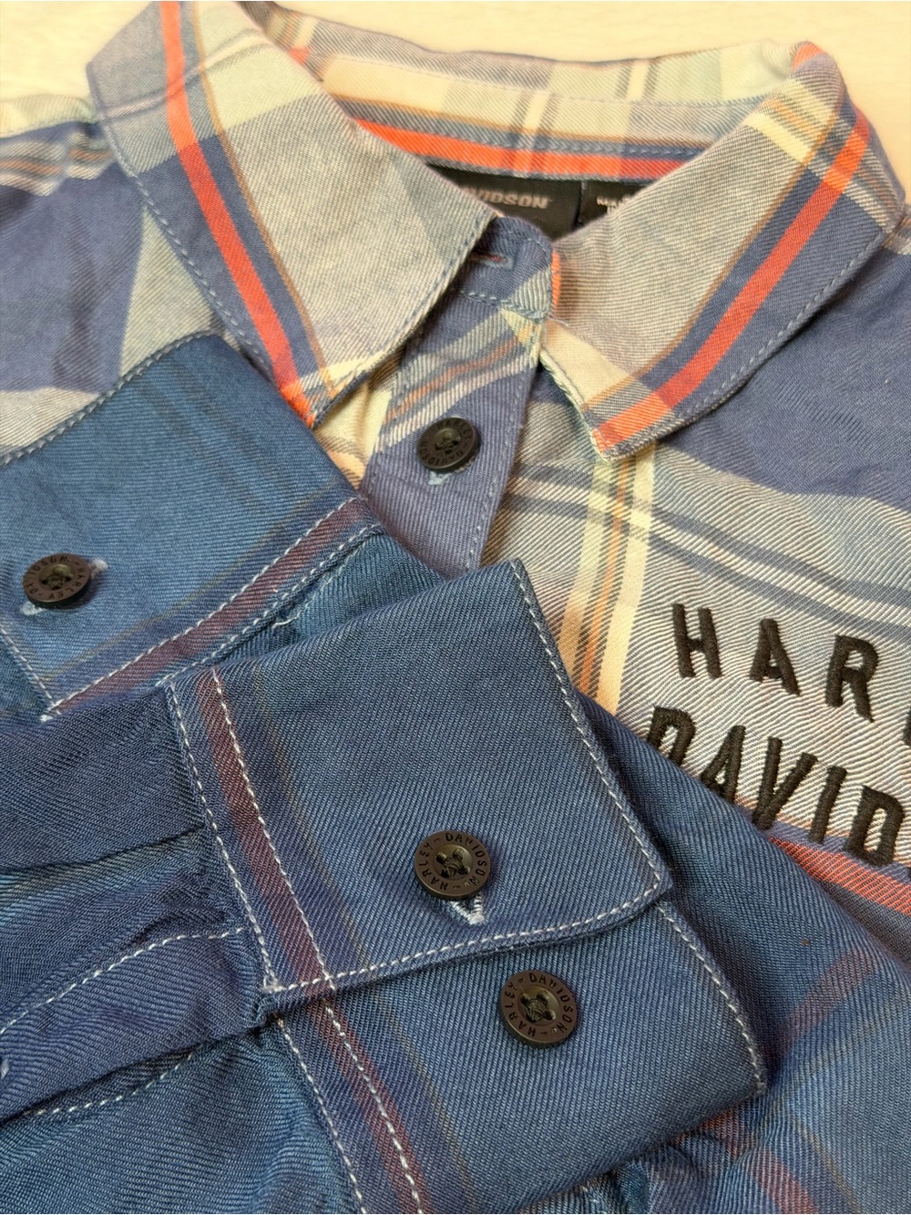 Harley Davidson Plaid Button Up Shirt Womens Small Embroidered Y2K - Picture 7 of 8